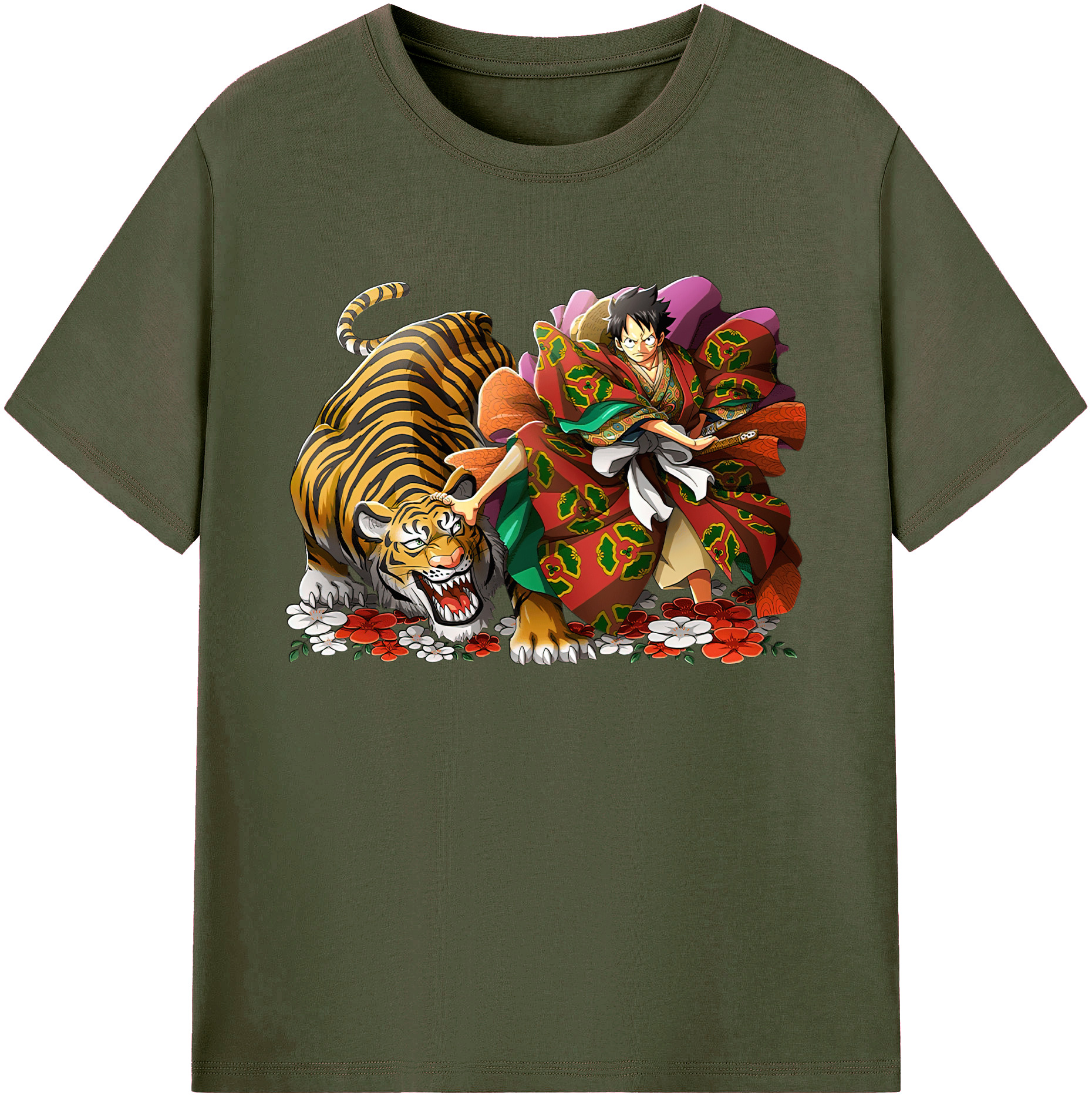 ワンピース モンキー・D・ルフィ ONE PIECE Monkey D. Luffy 綿100％ メンズ半袖Tシャツ｜肌触りやわらか＆通気性